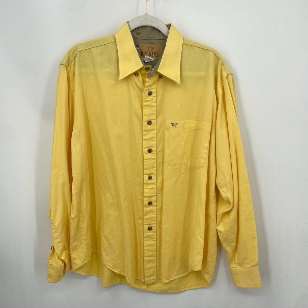 Vintage King Ranch yellow Western Cowboy Dress Shirt Size L  Made in U.S.A.